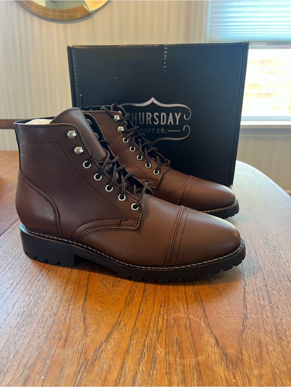 Thursday Boot Company Men's Brown Leather Cap-Toe Boots